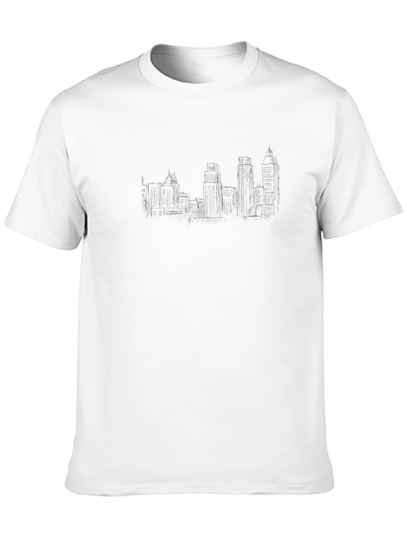 Mens Black Graphic Tee - City Skyline