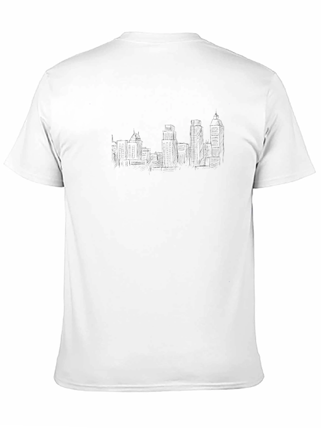 Mens Black Graphic Tee - City Skyline