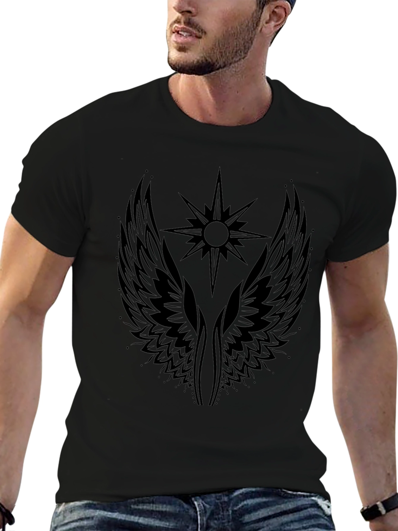 Winged Star Graphic Tee - Mens Black T-Shirt