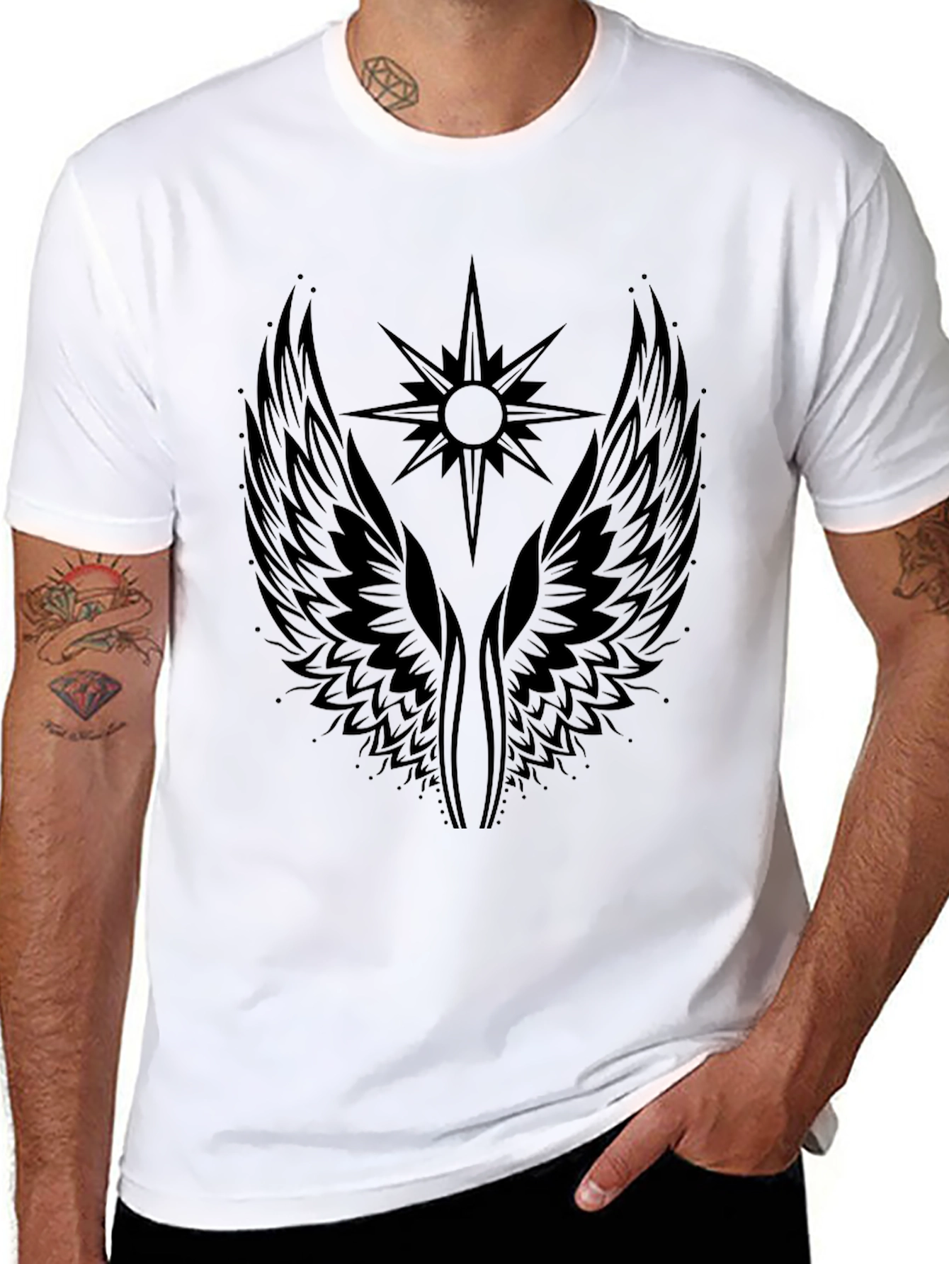 Winged Star Graphic Tee - Mens Black T-Shirt