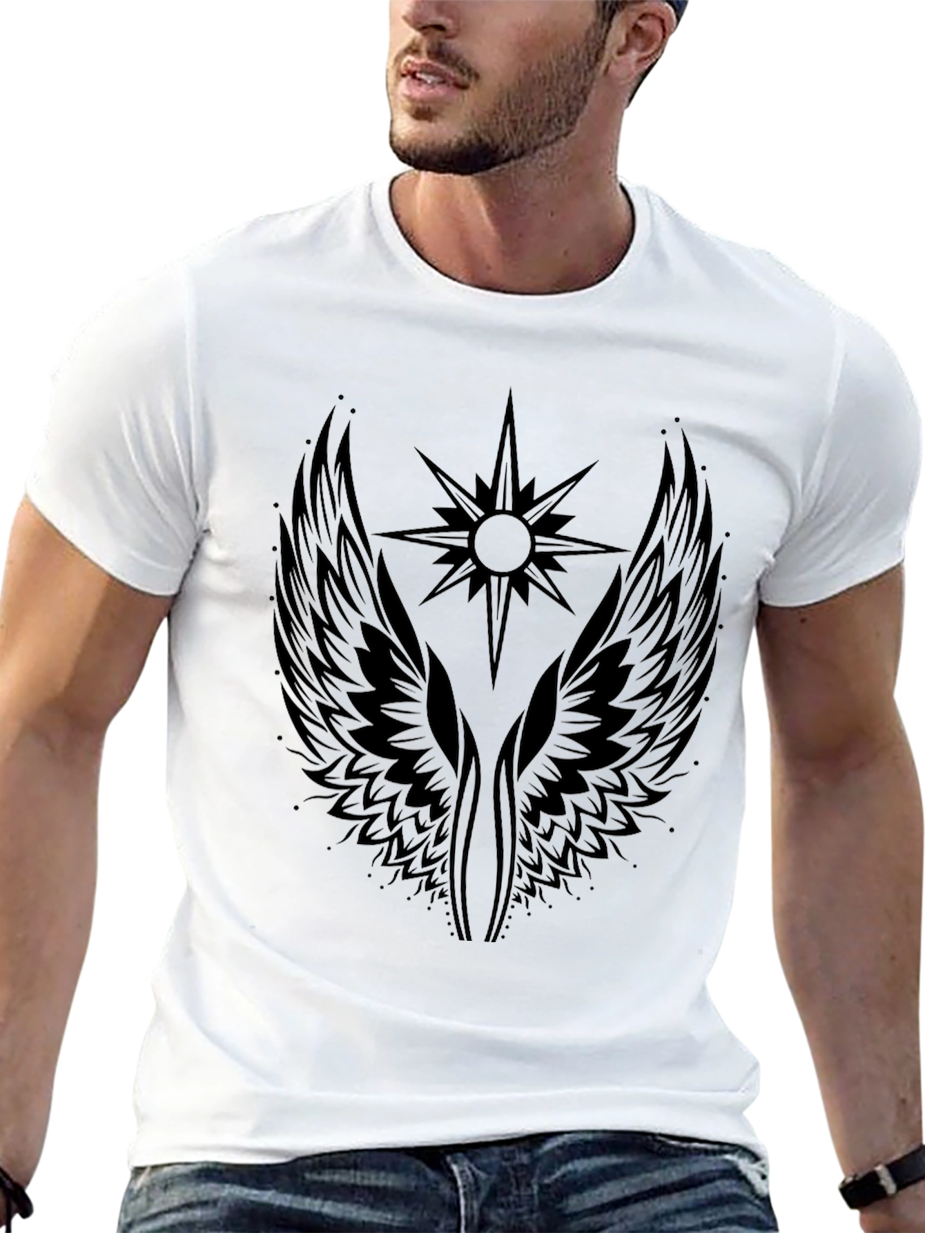 Winged Star Graphic Tee - Mens Black T-Shirt