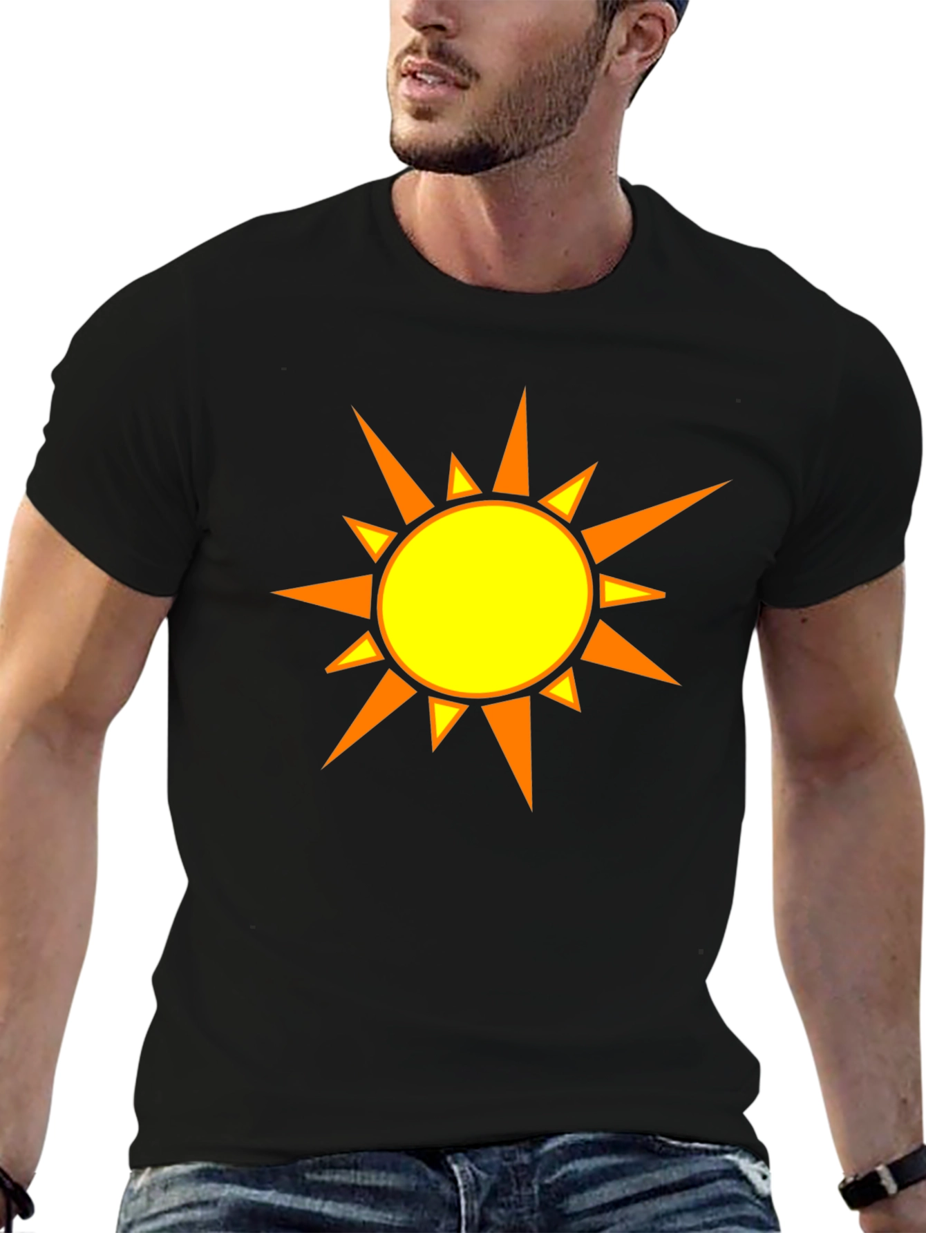Sunny Day Graphic Tee - Black Cotton T-Shirt