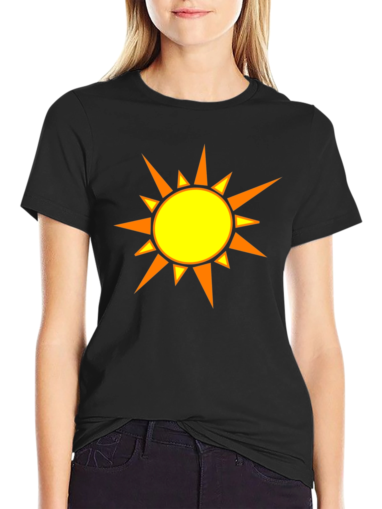 Sunny Day Graphic Tee - Black Cotton T-Shirt