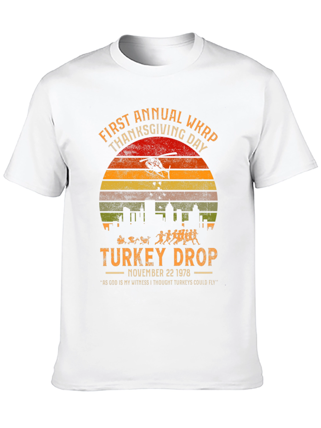 WKRP Thanksgiving Day Turkey Drop Black T-Shirt