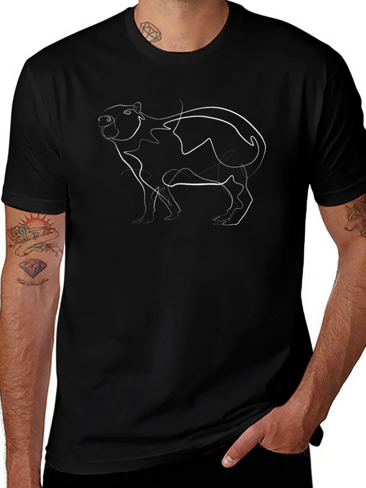Capybara Line Art T-Shirt - Minimalist Animal Tee