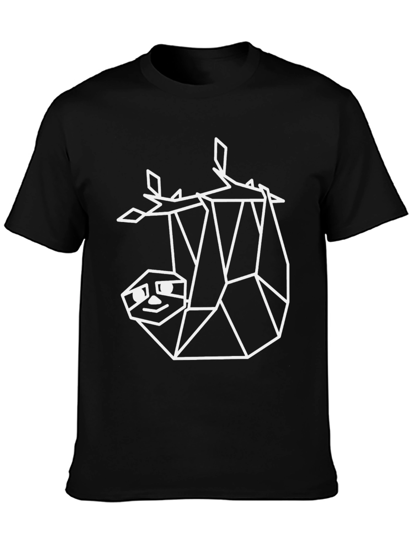 Geometric Sloth Graphic Tee - Black Casual Shirt