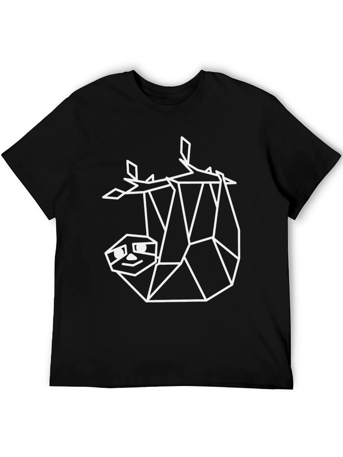 Geometric Sloth Graphic Tee - Black Casual Shirt