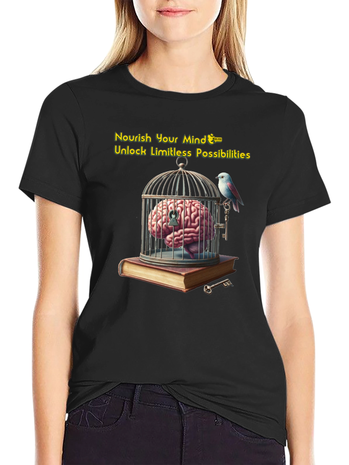 Unlock Your Potential: Brain & Birdcage Graphic Tee
