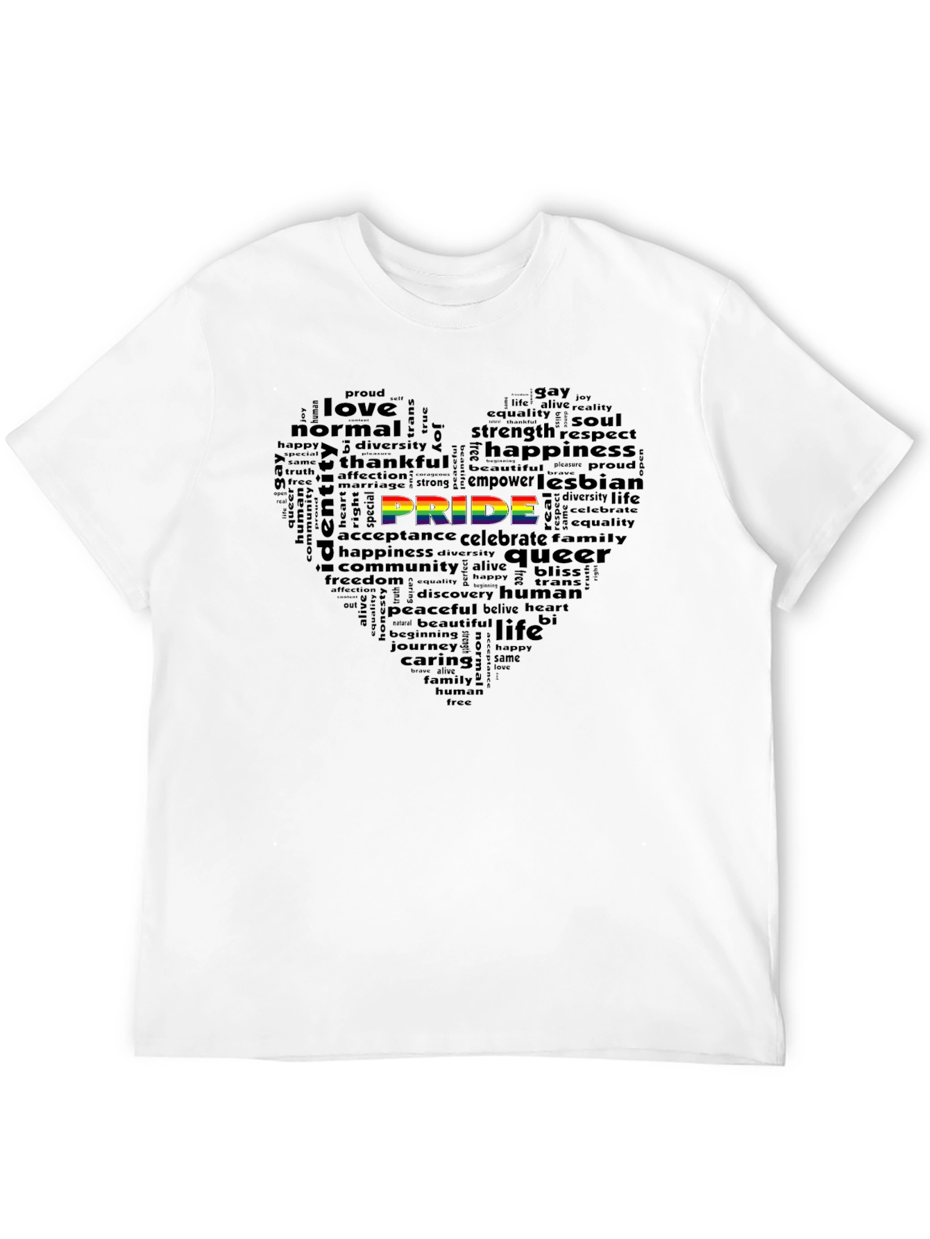 Pride Word Art Heart Black T-Shirt