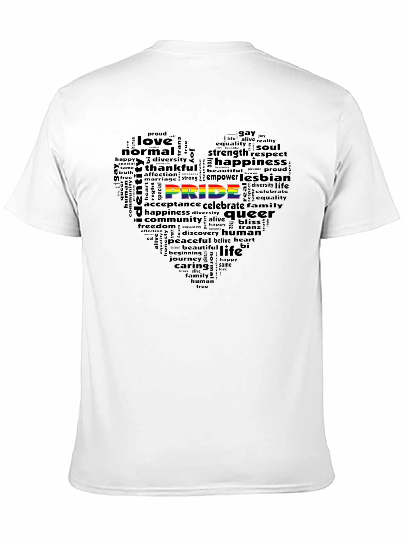 Pride Word Art Heart Black T-Shirt