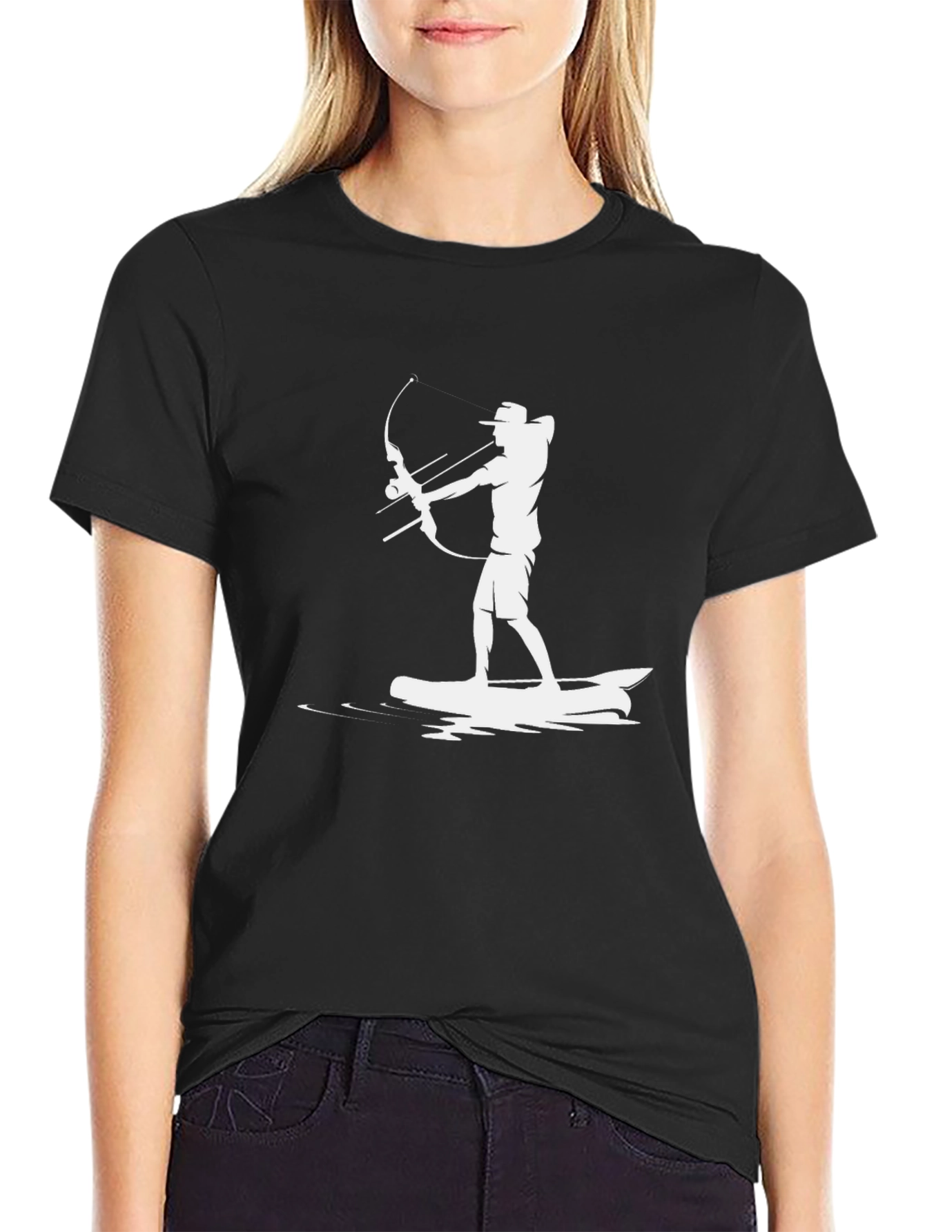 Archer on Surfboard T-Shirt - Black Graphic Tee