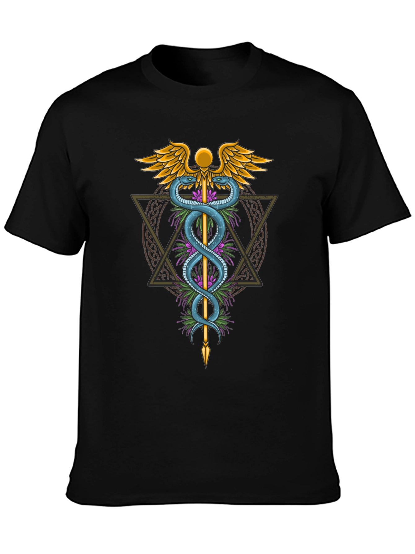 Caduceus Symbol Graphic Tee - Medical Healing Design
