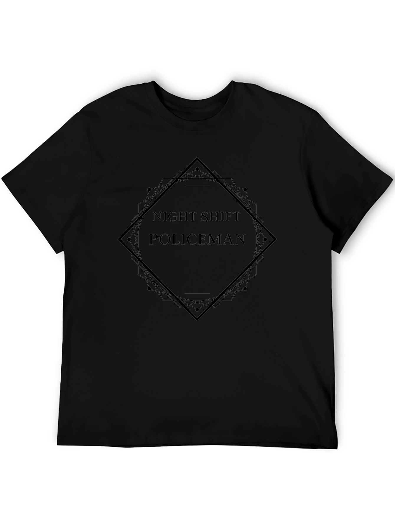 Night Shift Policeman Graphic Tee - Mens Black T-Shirt