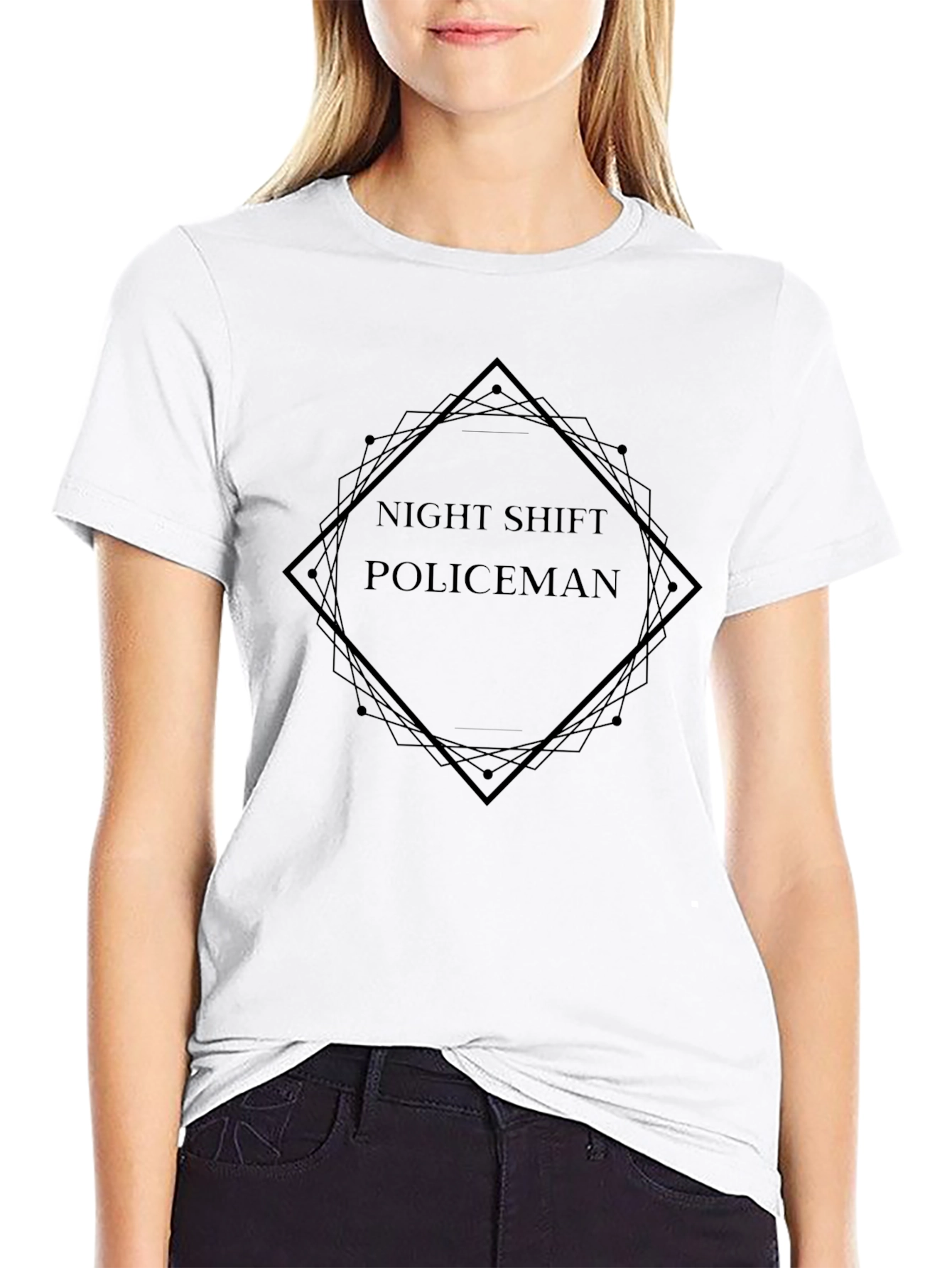Night Shift Policeman Graphic Tee - Mens Black T-Shirt