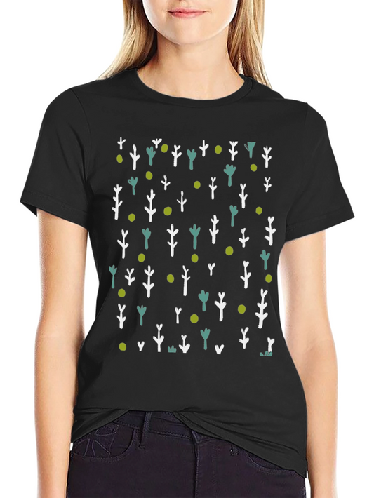 Nature Patterned Black T-Shirt
