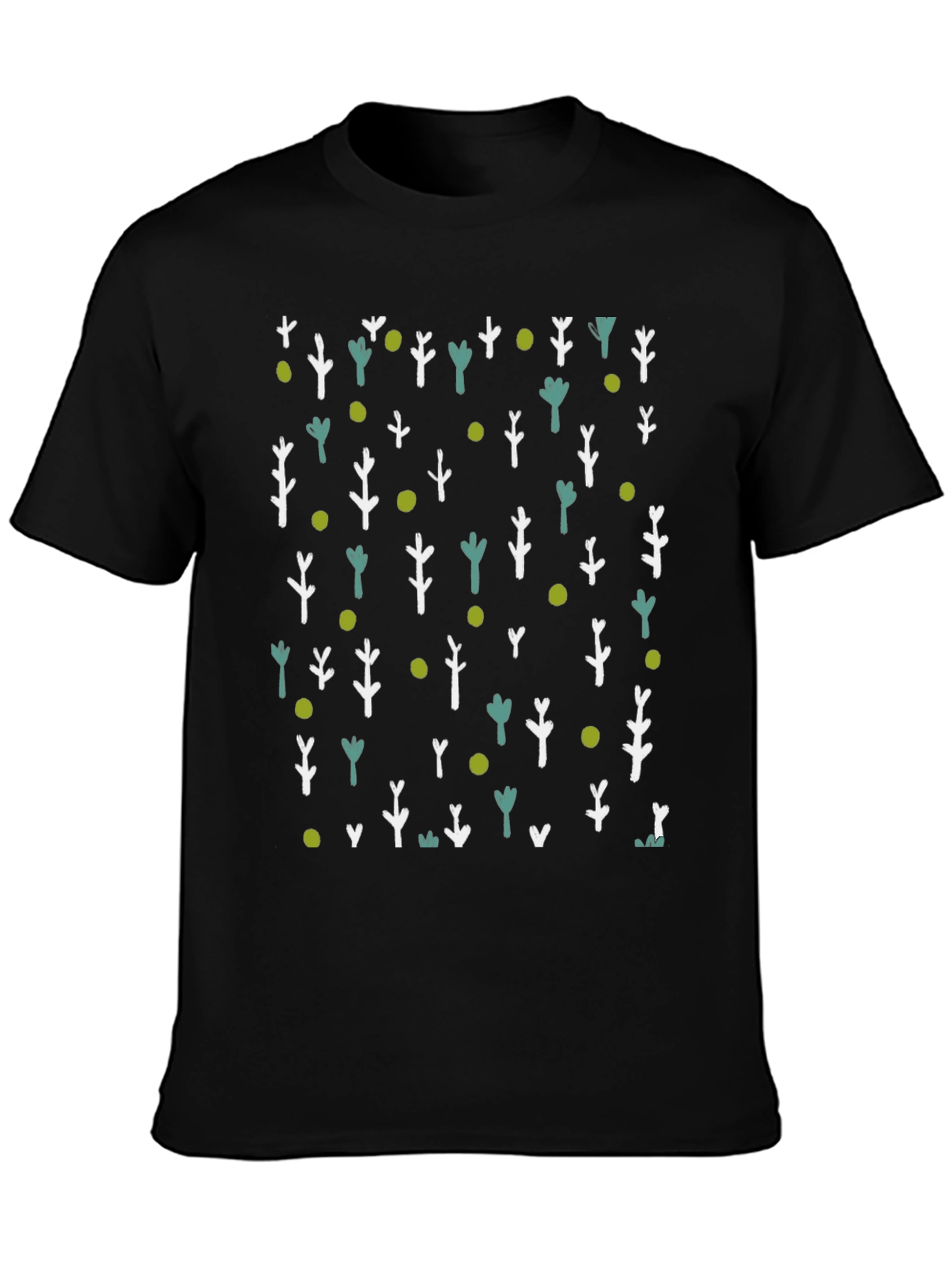 Nature Patterned Black T-Shirt