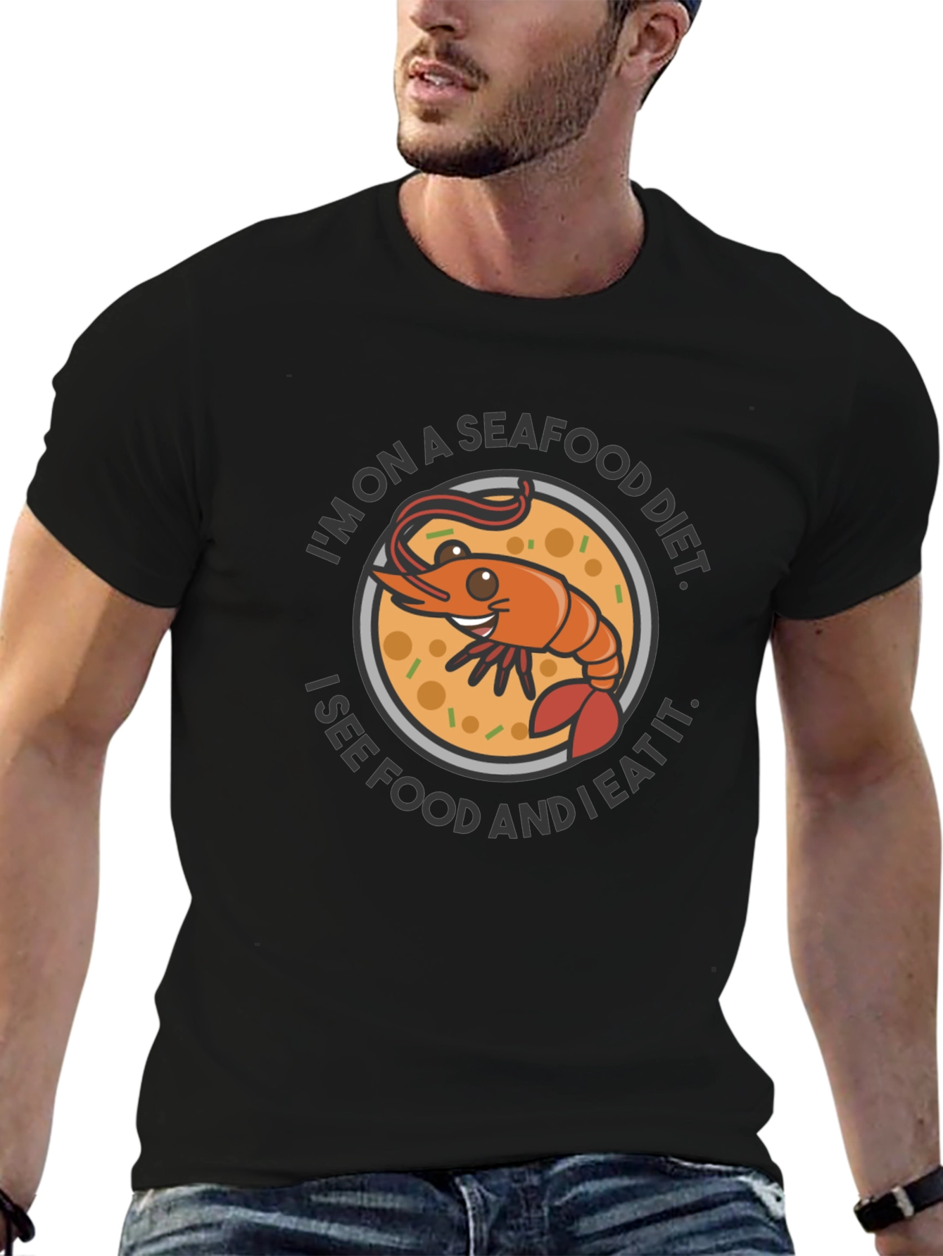 Seafood Diet T-Shirt - Funny Shrimp Graphic Tee