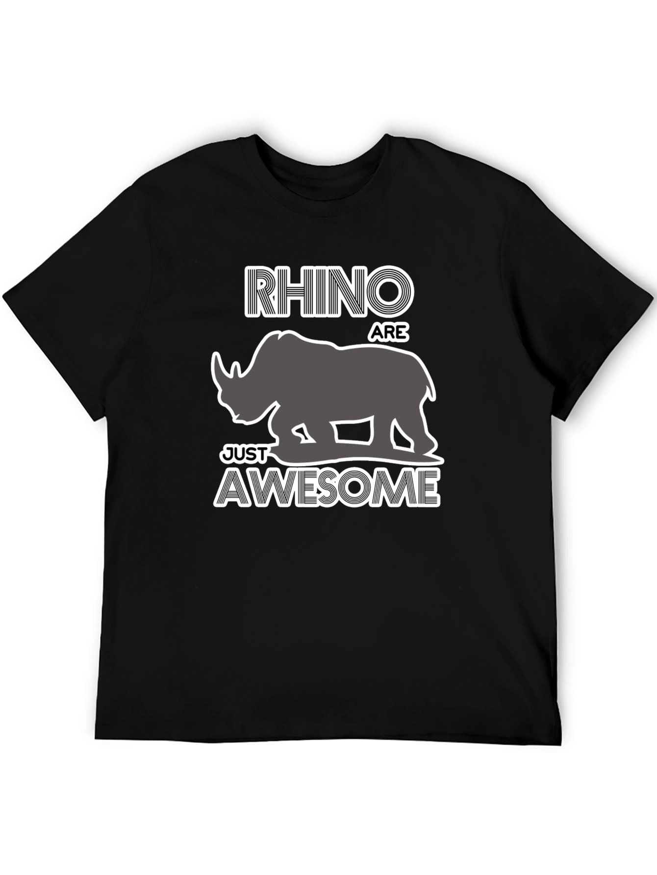 Rhino Awesome Graphic T-Shirt - Black Casual Tee