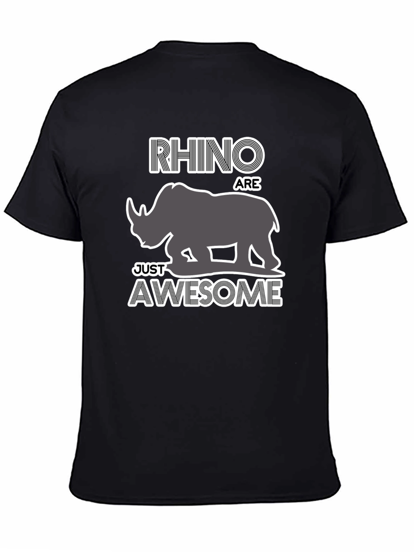 Rhino Awesome Graphic T-Shirt - Black Casual Tee