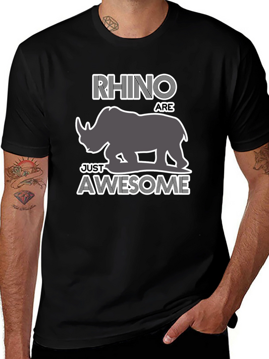 Rhino Awesome Graphic T-Shirt - Black Casual Tee