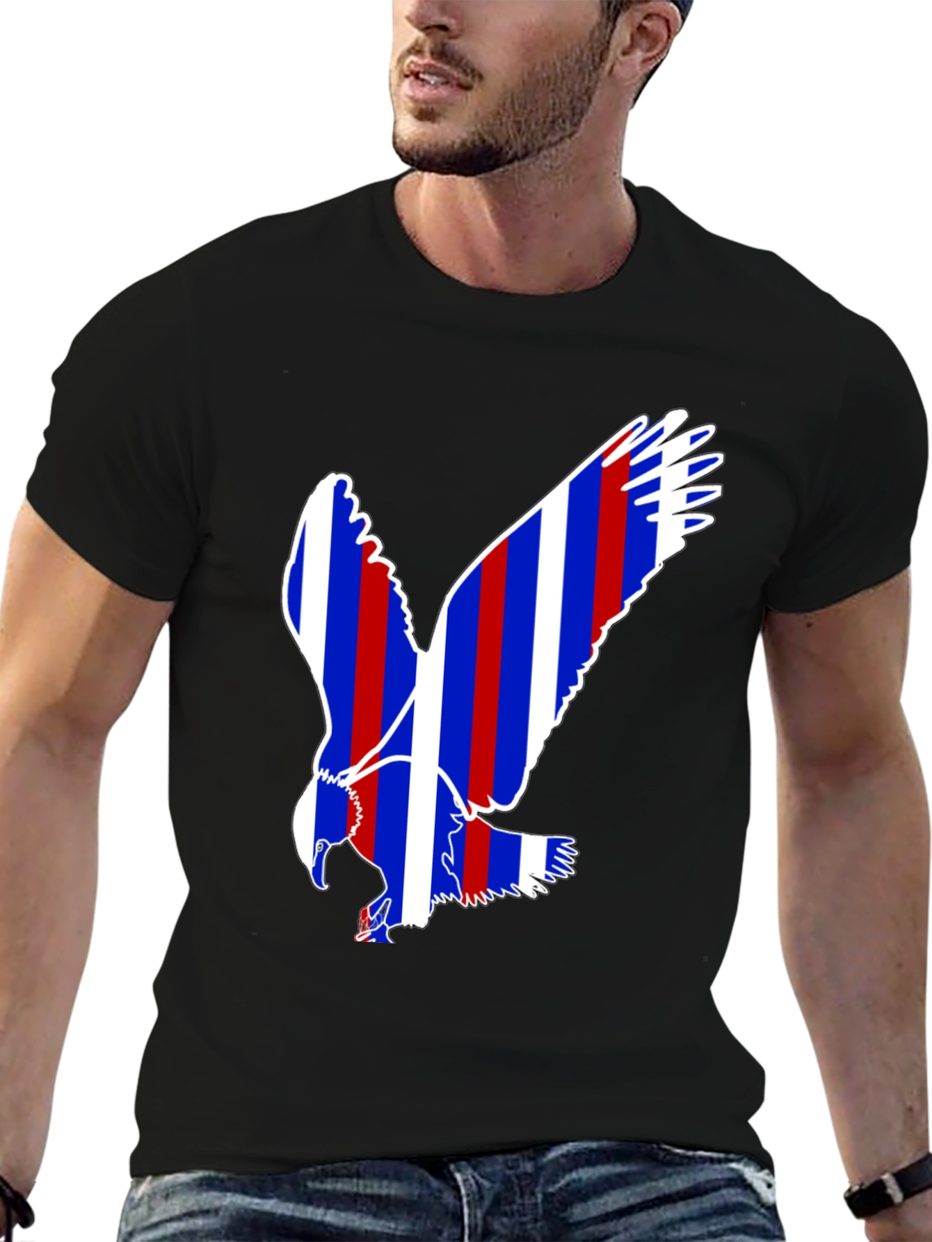 Patriotic Eagle Graphic T-Shirt - Bold Stripes