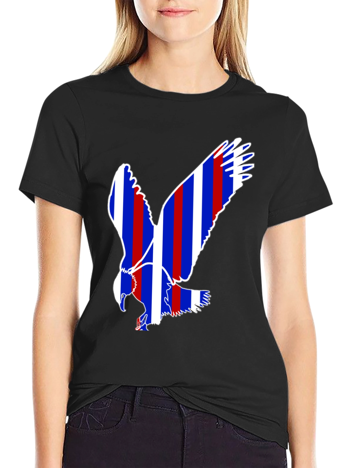 Patriotic Eagle Graphic T-Shirt - Bold Stripes