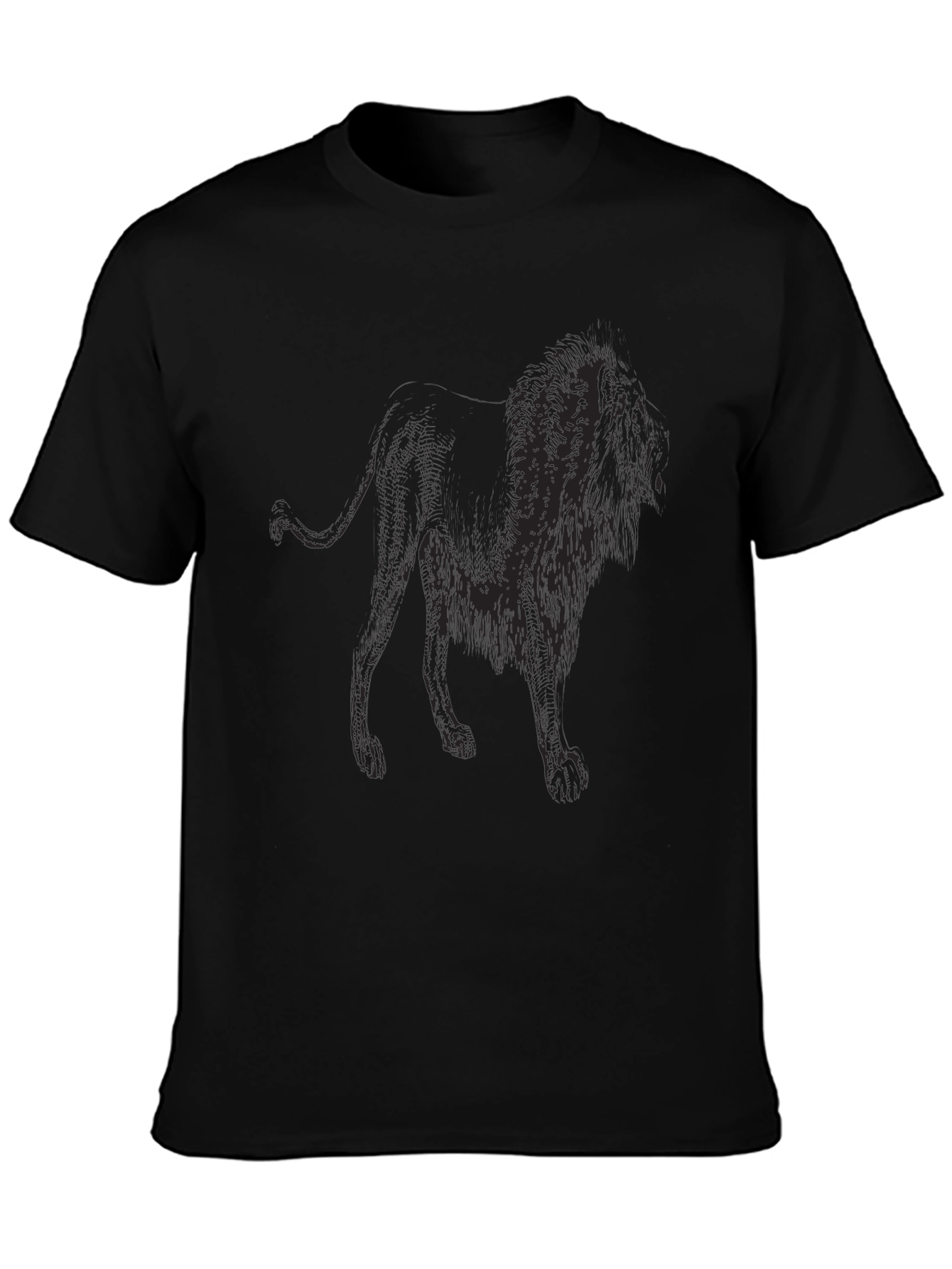 Lion Graphic Print Black T-Shirt