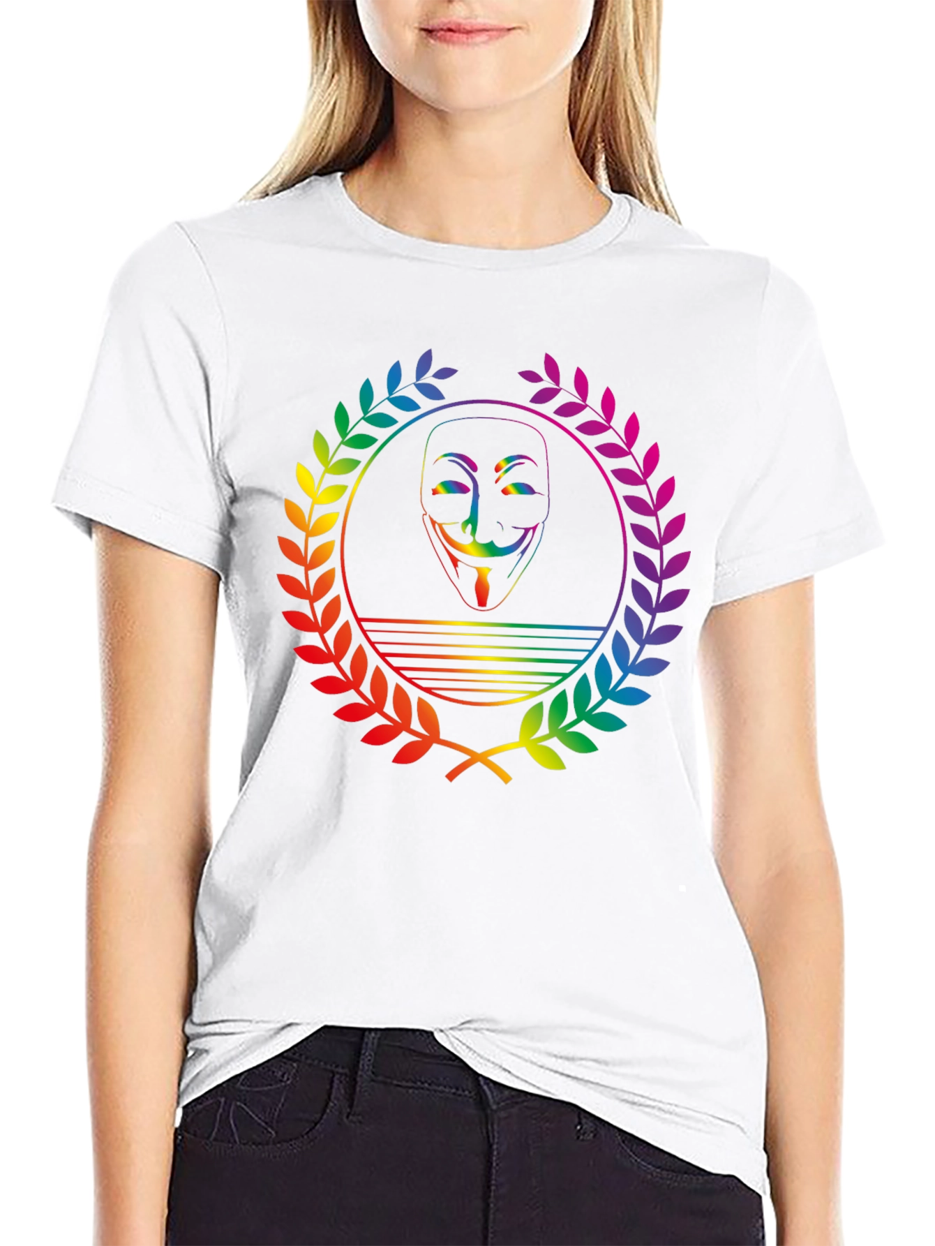 Rainbow Anonymous Mask Graphic Tee