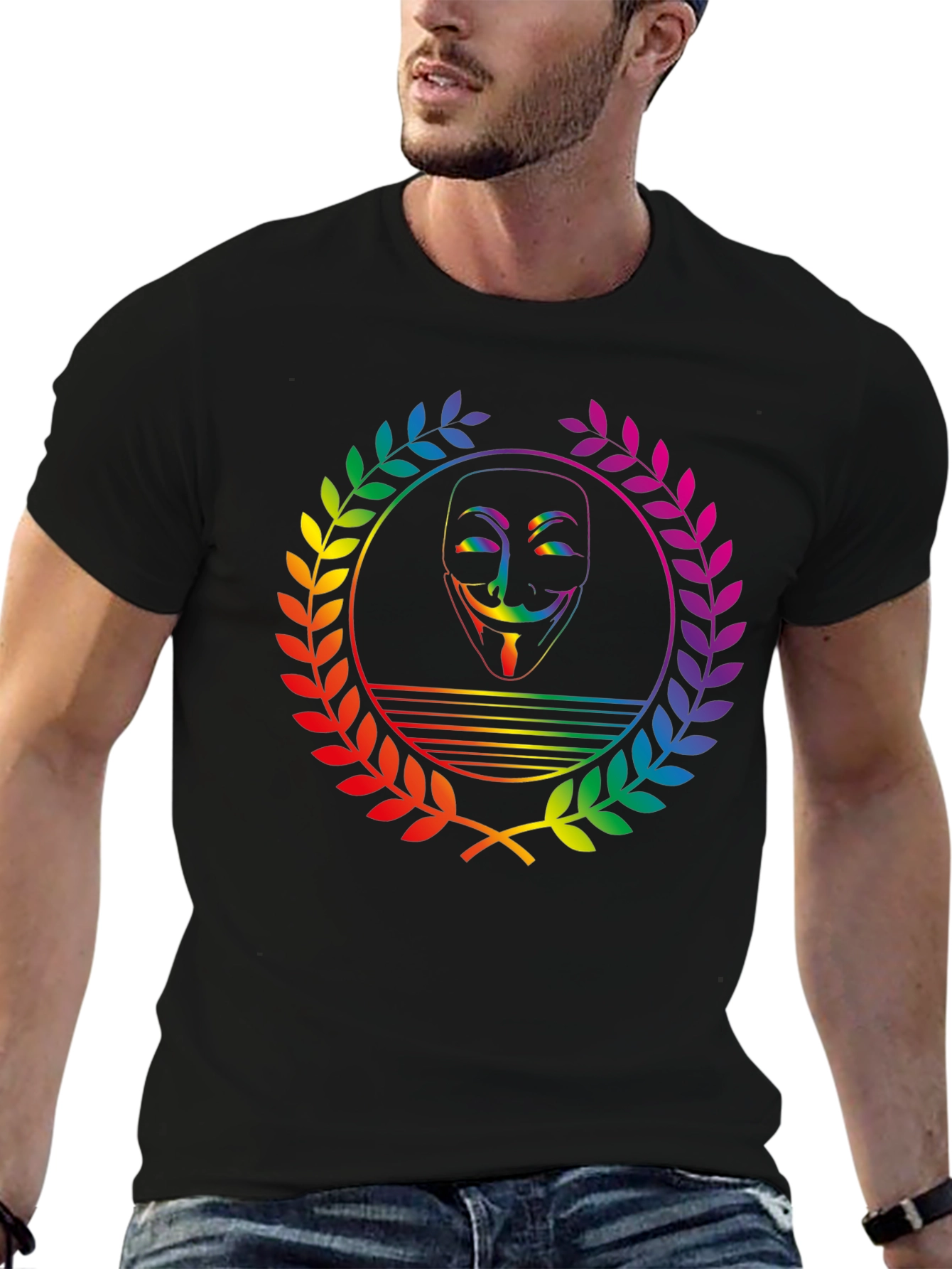 Rainbow Anonymous Mask Graphic Tee