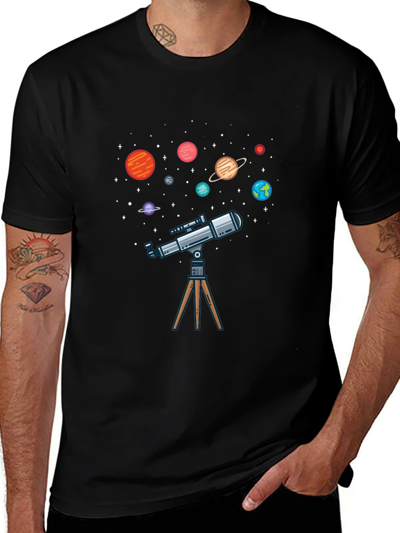 Planets & Telescope Graphic T-Shirt