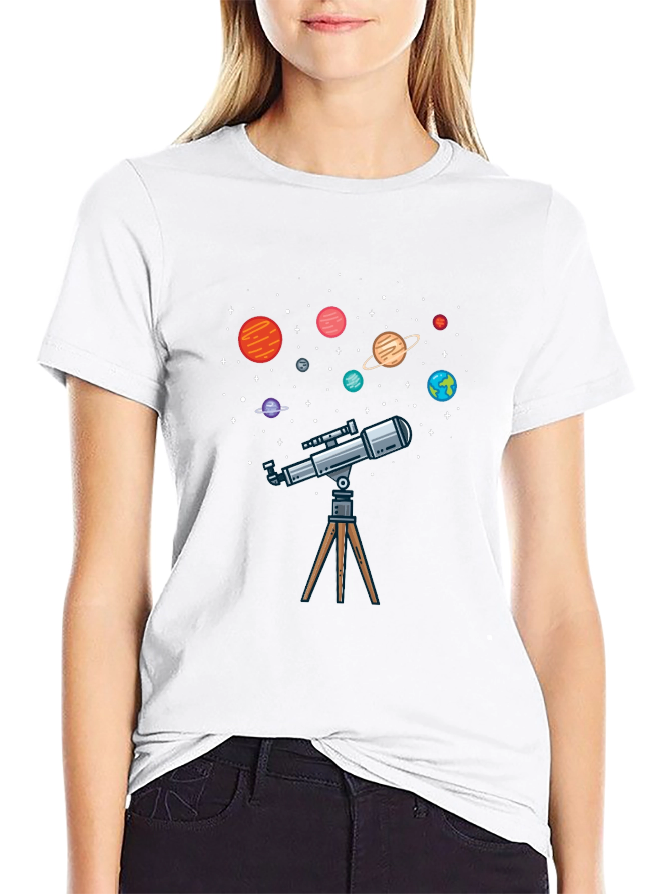 Planets & Telescope Graphic T-Shirt