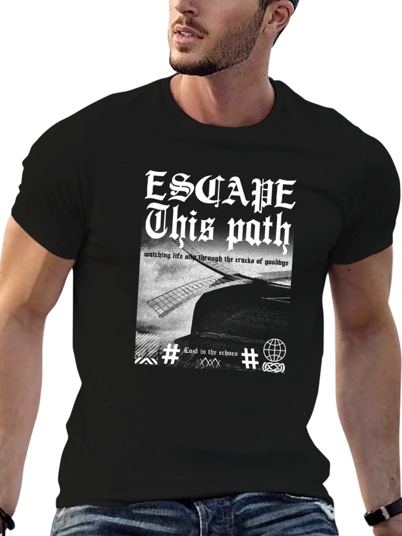 Escape This Path Graphic Tee - Edgy Black T-Shirt
