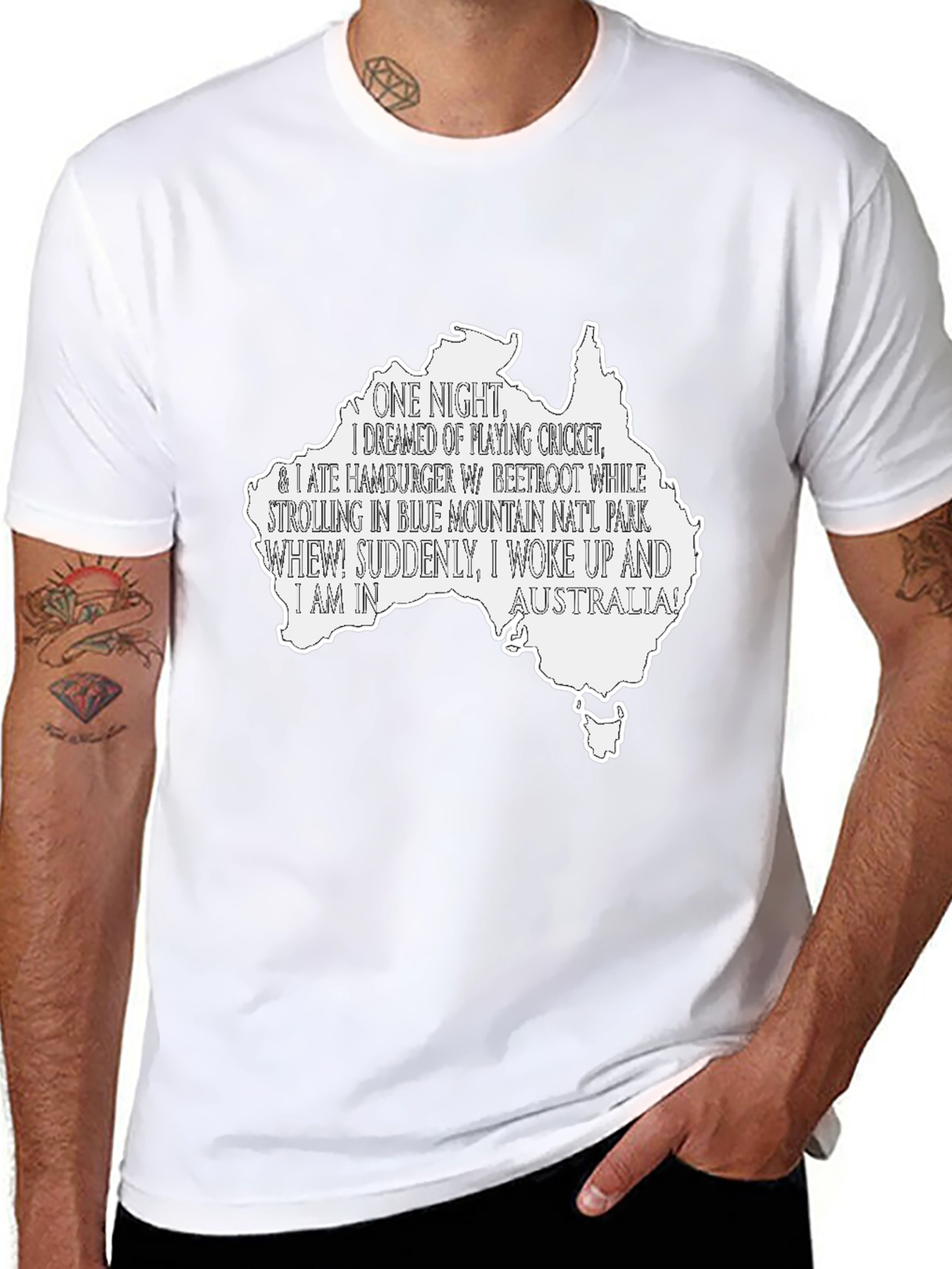 Australia Dream T-Shirt - Cricket Beetroot & Blue Mountains!
