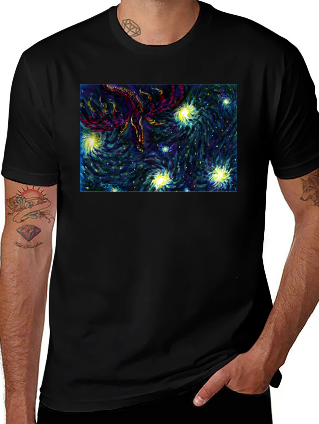 Starry Phoenix Black T-Shirt