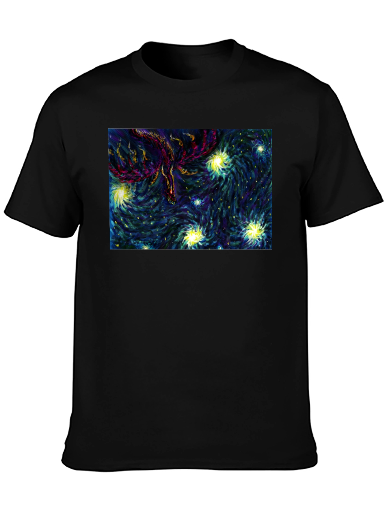 Starry Phoenix Black T-Shirt