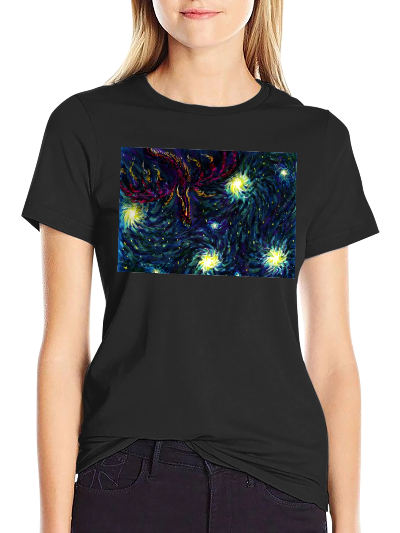 Starry Phoenix Black T-Shirt