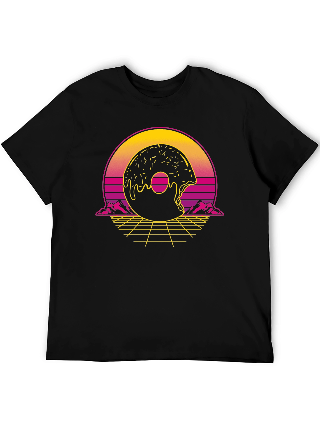 Retro Donut Graphic Tee - Synthwave Style