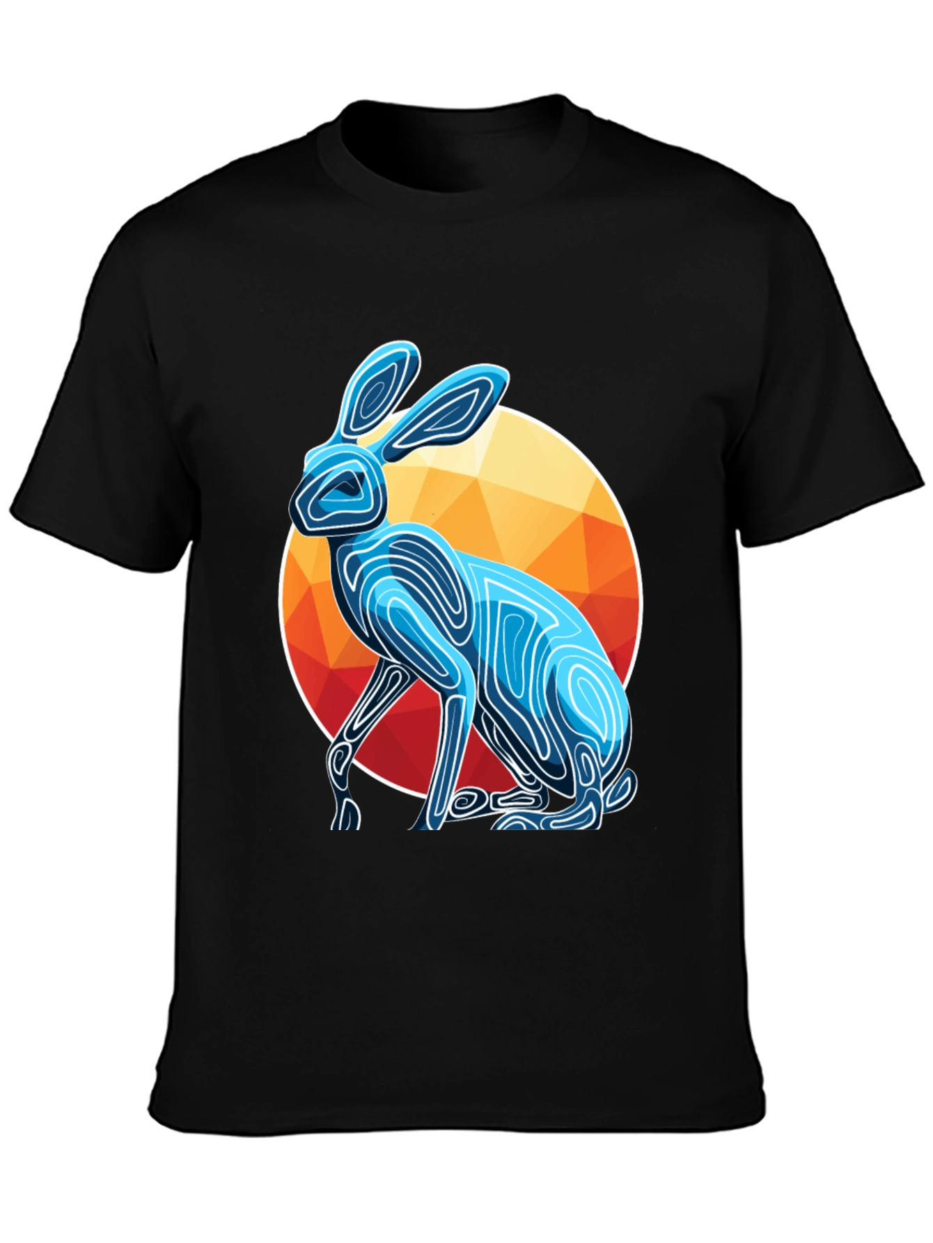 Geometric Rabbit Graphic Tee - Modern Art Shirt