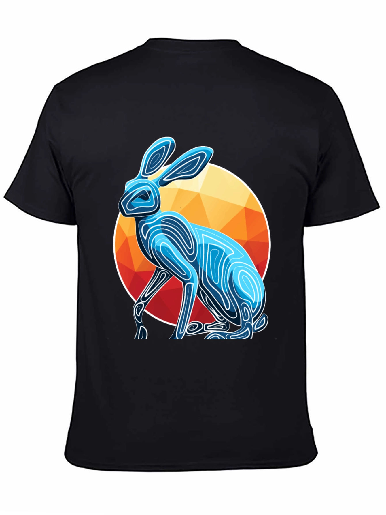 Geometric Rabbit Graphic Tee - Modern Art Shirt
