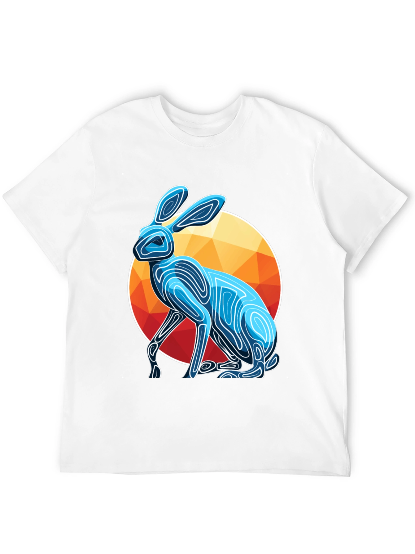 Geometric Rabbit Graphic Tee - Modern Art Shirt