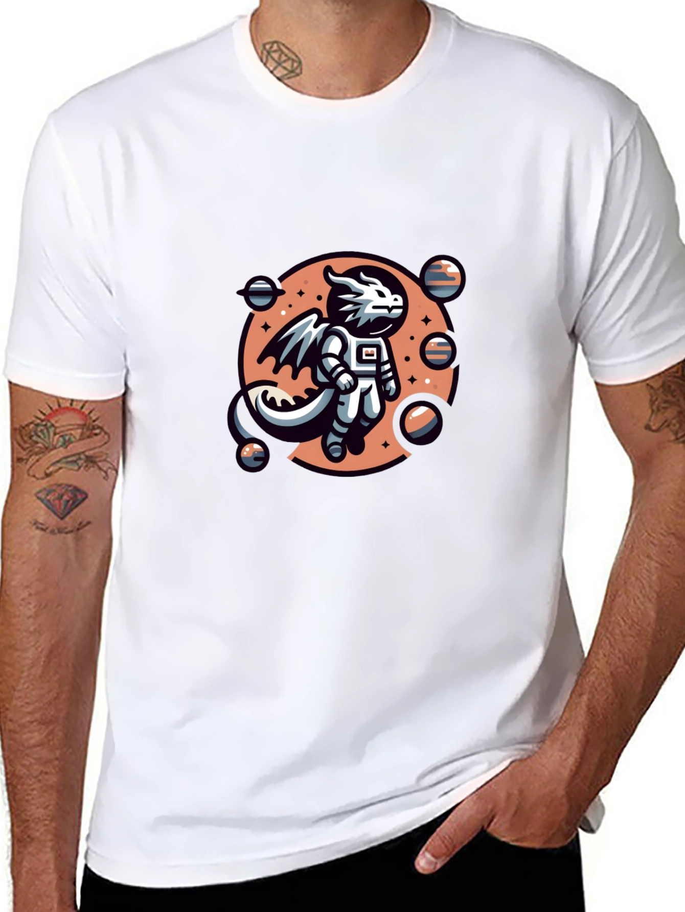 Astronaut Dragon Black T-Shirt