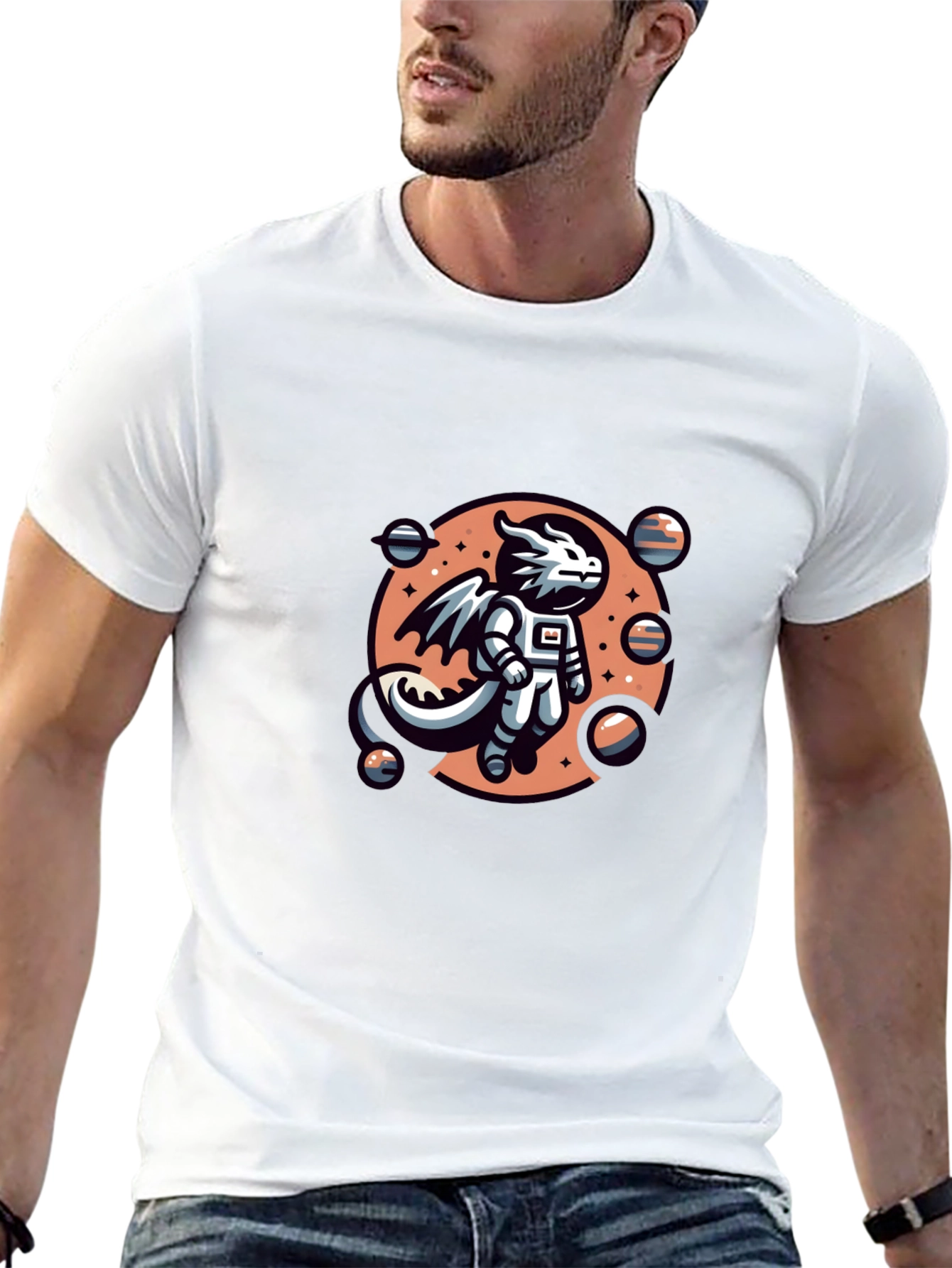 Astronaut Dragon Black T-Shirt