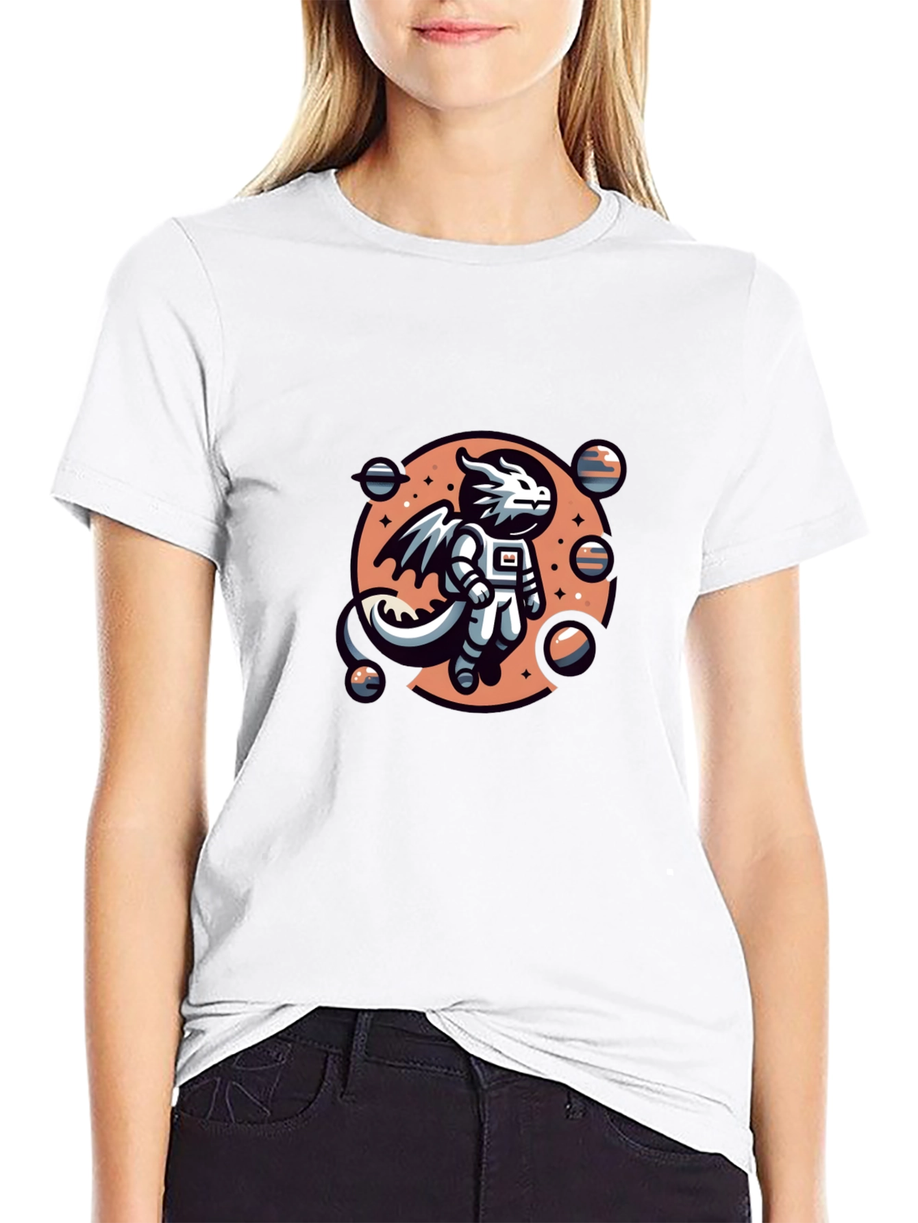 Astronaut Dragon Black T-Shirt