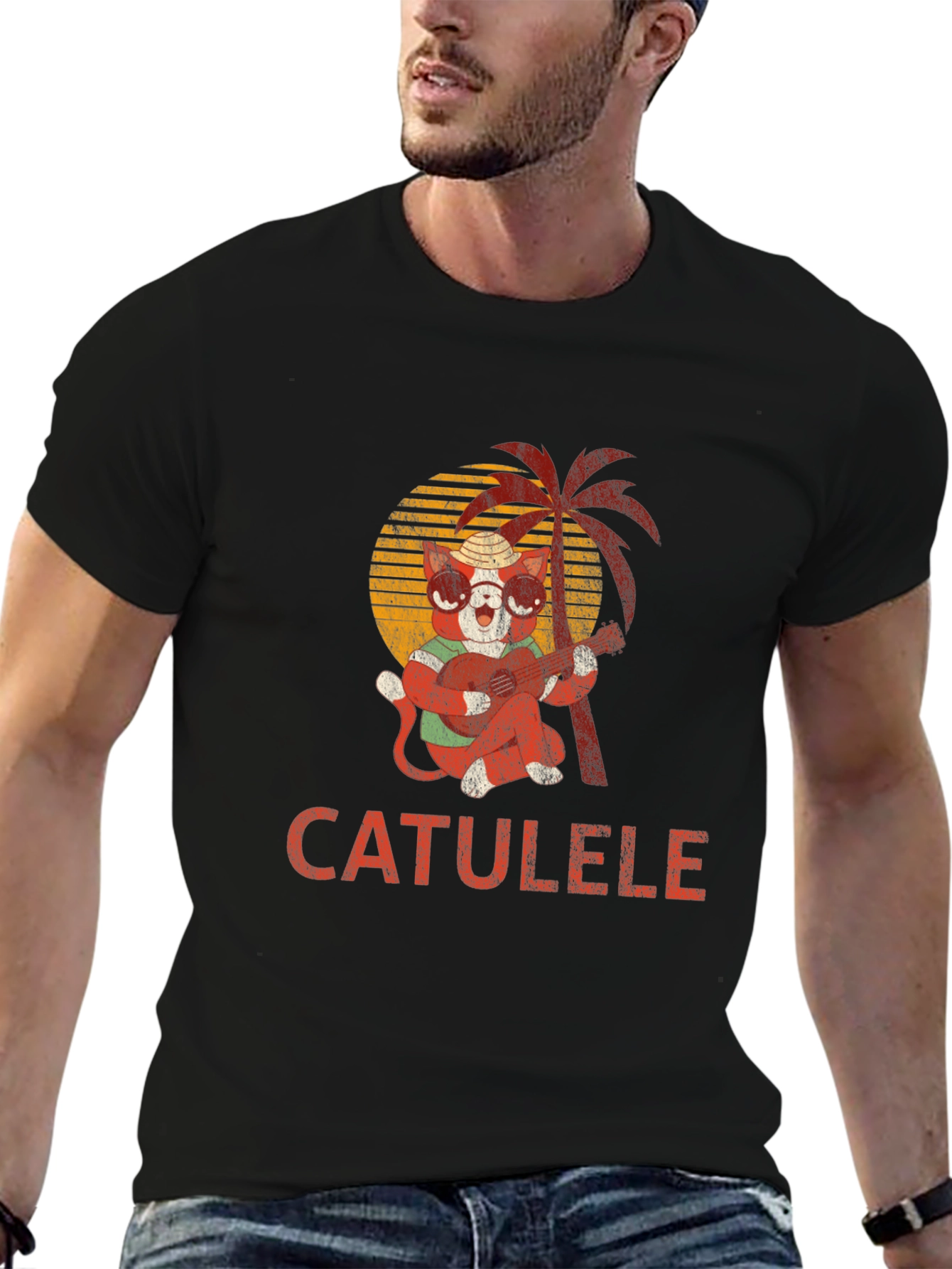 Catulele T-Shirt - Hawaiian Cat Playing Ukulele Tee