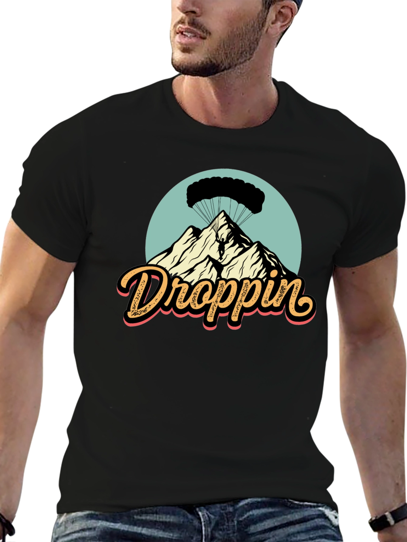 Droppin Parachute Mountain Graphic T-Shirt