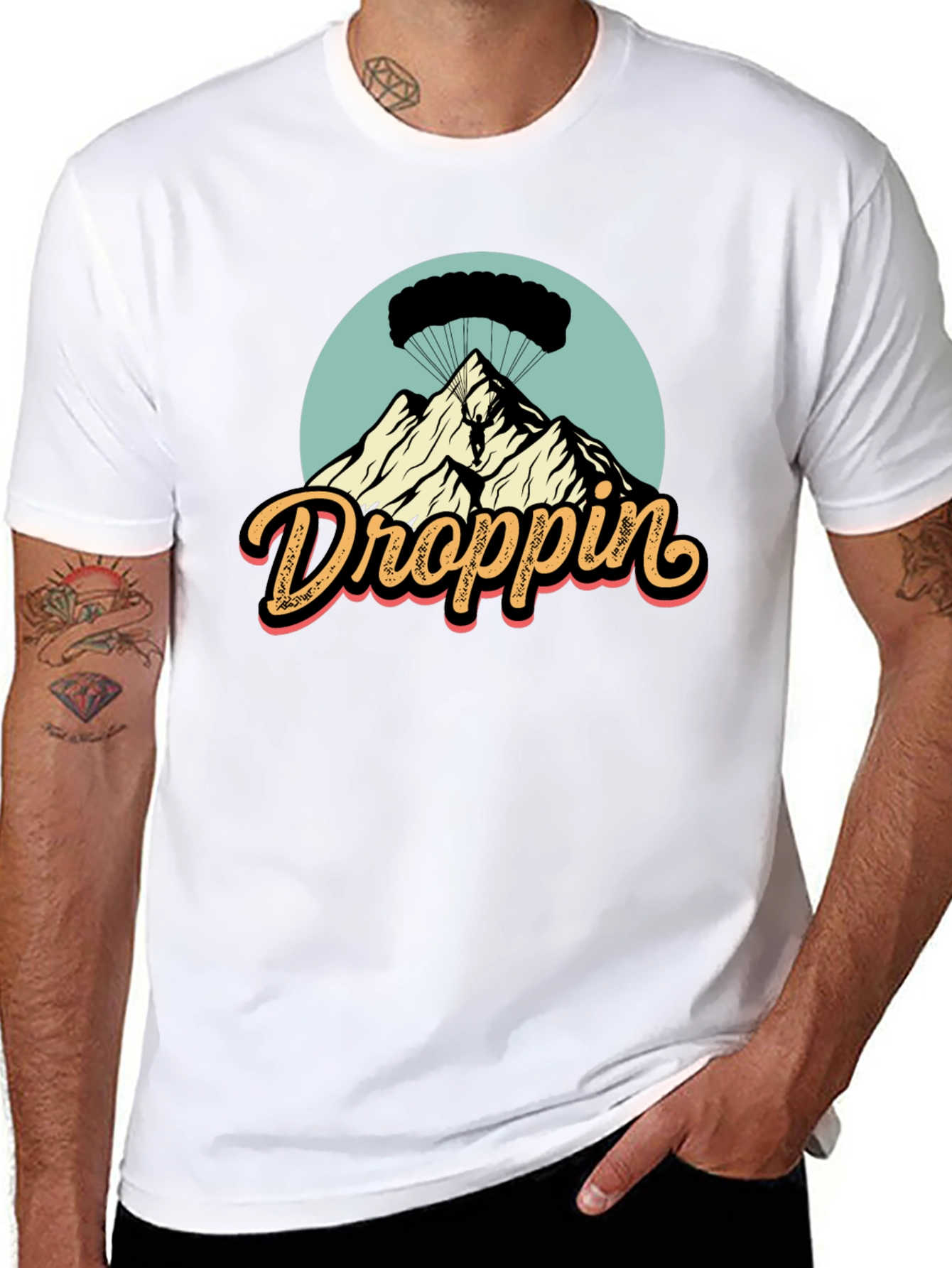 Droppin Parachute Mountain Graphic T-Shirt