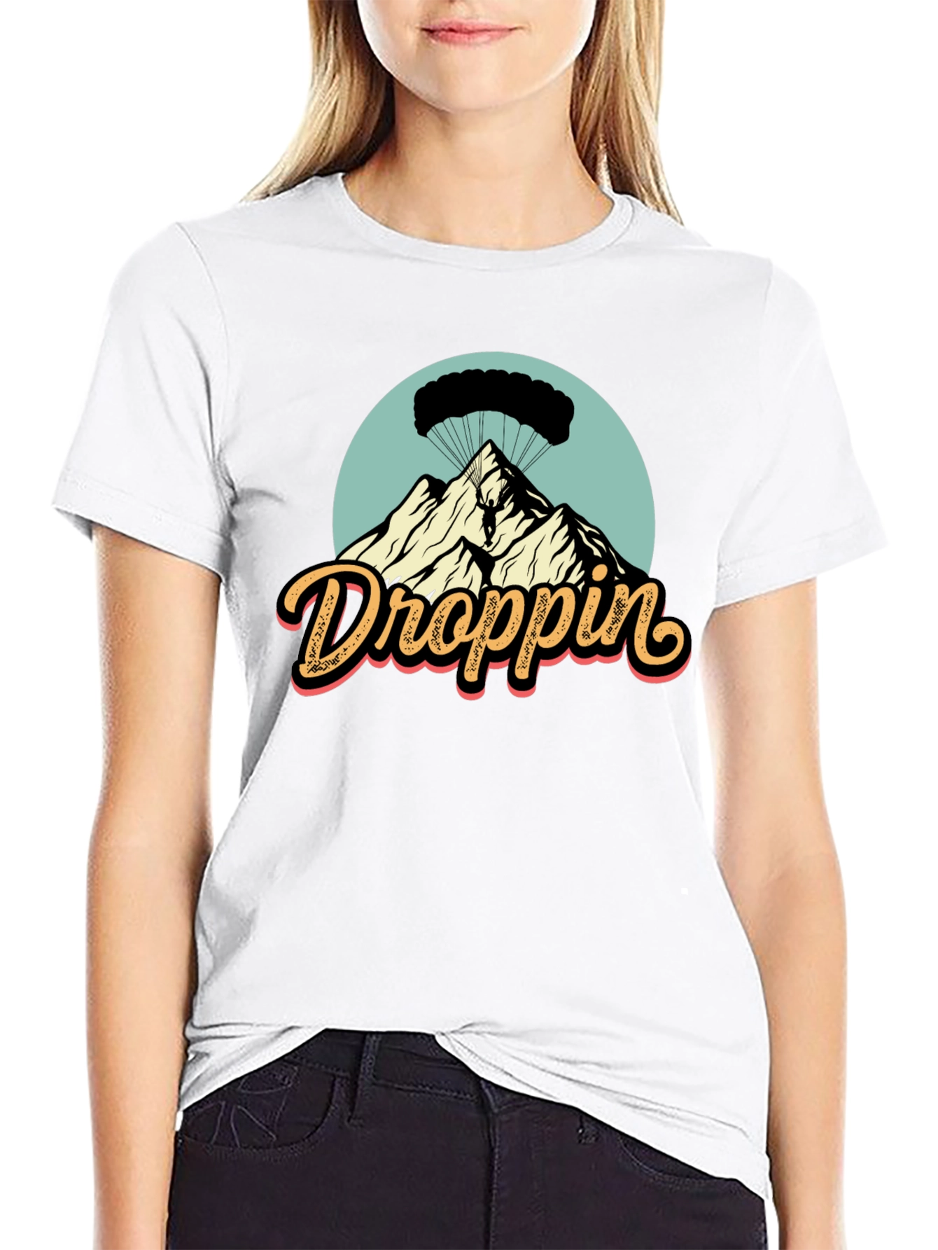 Droppin Parachute Mountain Graphic T-Shirt