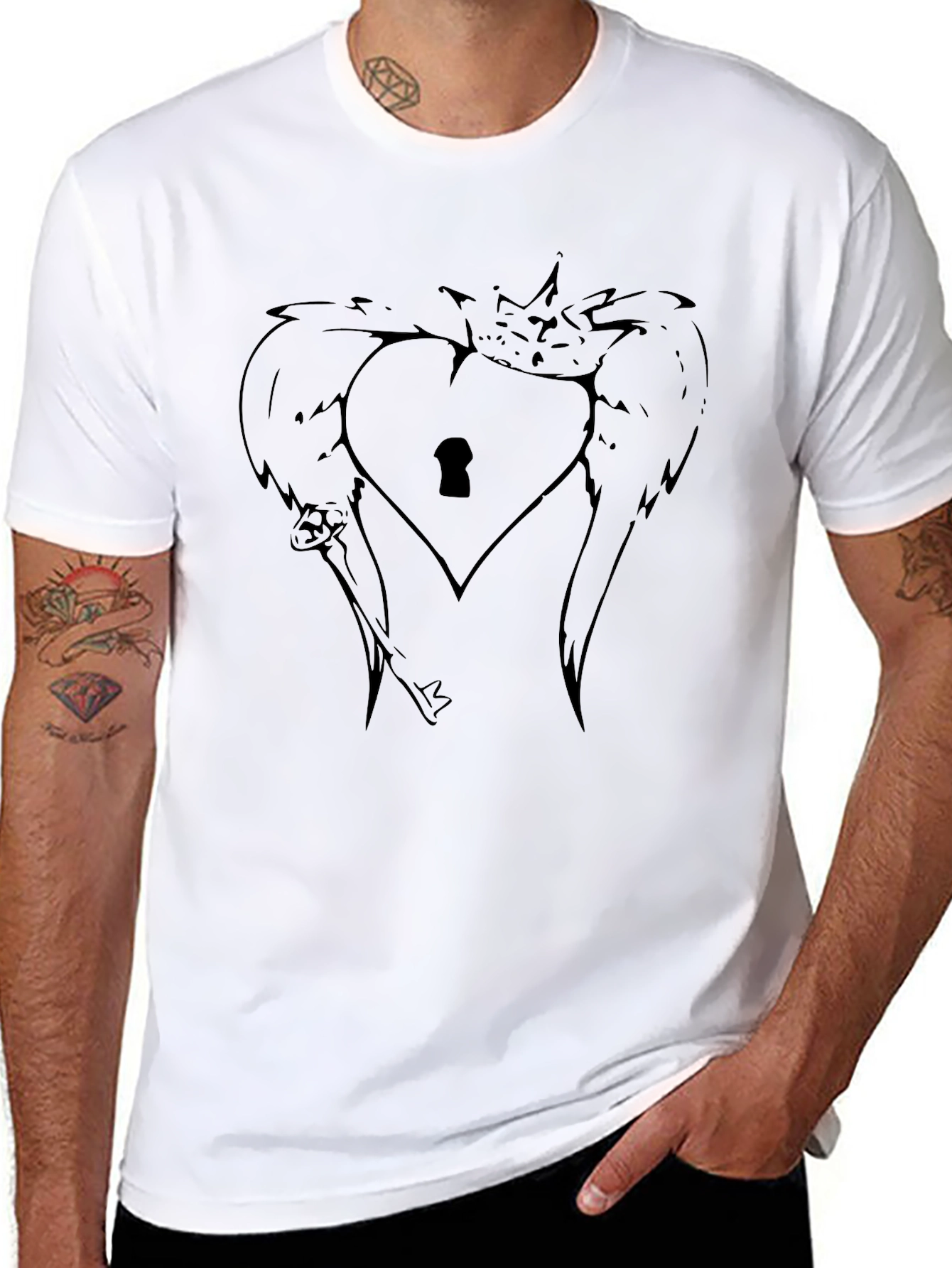 Winged Heart Lock T-Shirt - Stylish Graphic Tee