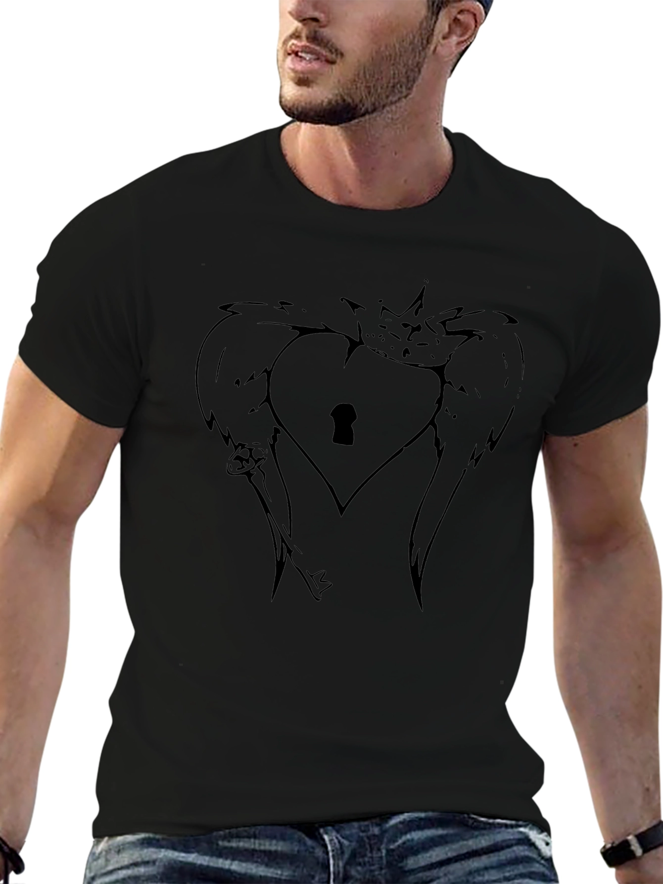 Winged Heart Lock T-Shirt - Stylish Graphic Tee