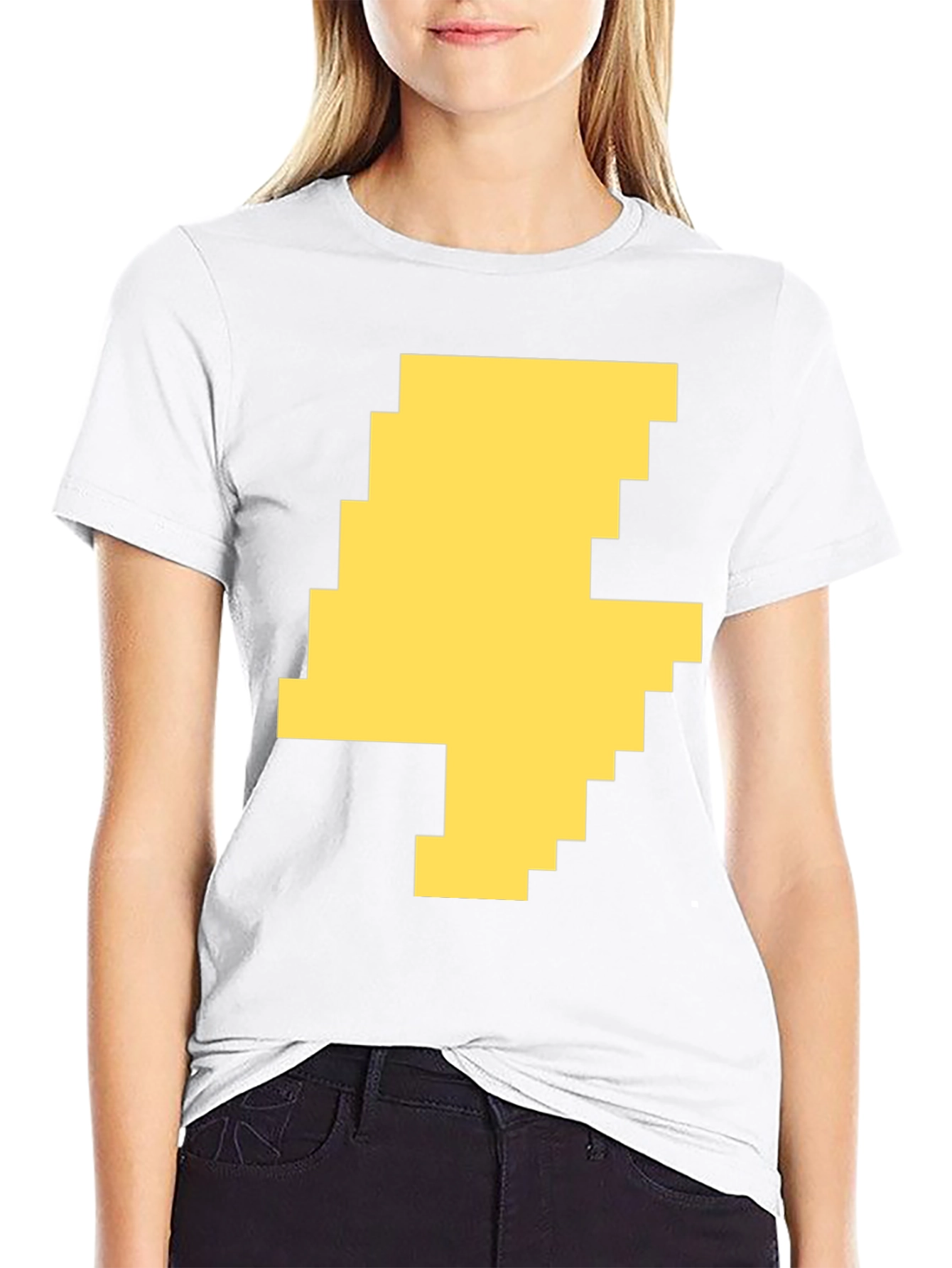 Pixelated Lightning Bolt Graphic Tee - Black